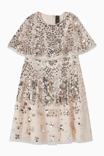 Snowdrop Sequin-embellished Cape Dress