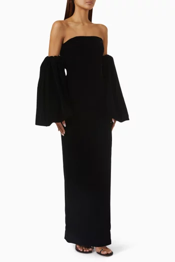 Balloon Sleeve Off-shoulder Gown in Velvet