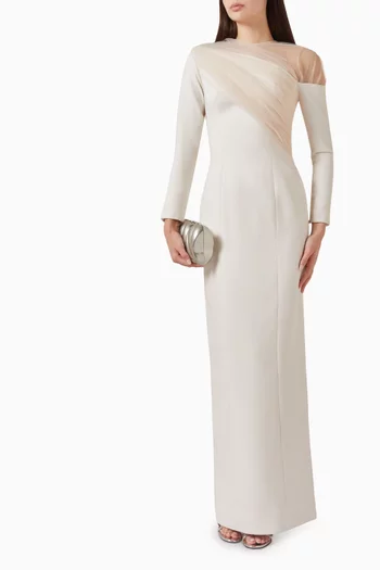 Tulle-draped Gown in Crepe