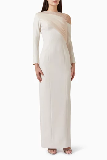 Tulle-draped Gown in Crepe