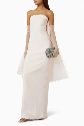Strapless Gown & Gloves in Crepe