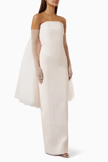 Strapless Gown & Gloves in Crepe
