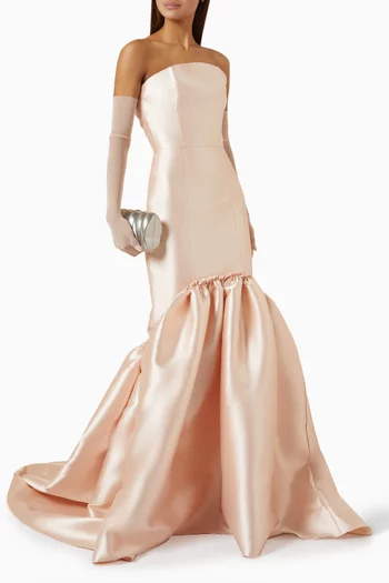 Strapless Trumpet Gown & Gloves