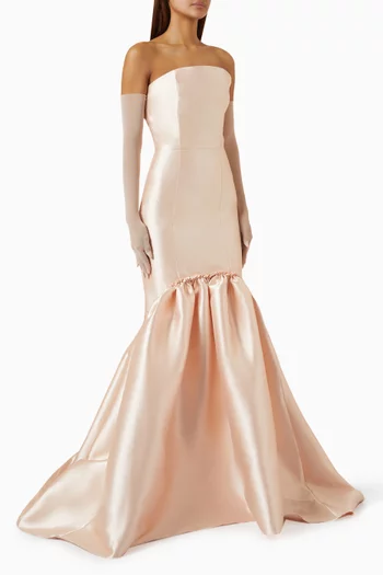 Strapless Trumpet Gown & Gloves