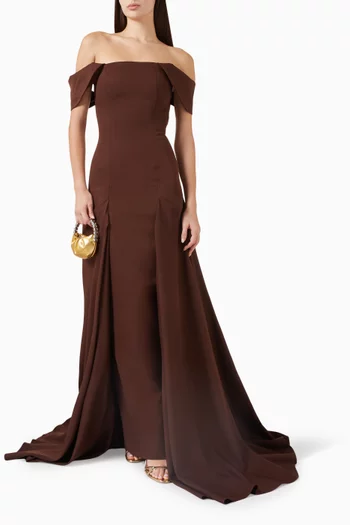 Fallen Sleeve Gown in Crepe