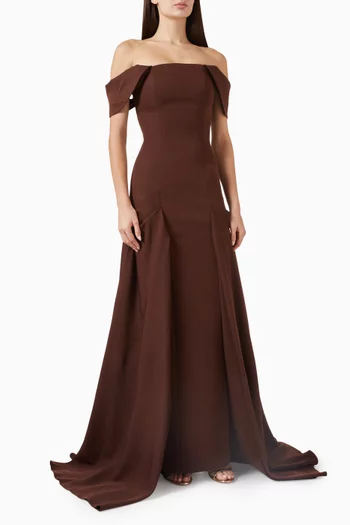 Fallen Sleeve Gown in Crepe