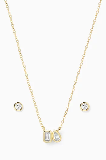 CZ Necklace & Earrings Set in Metal