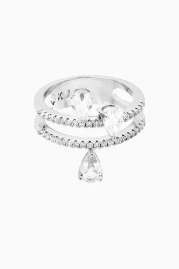 Pear CZ Multi-direction RIng in Metal