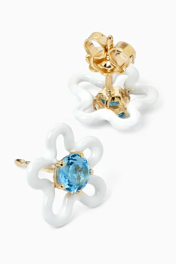 Flower Stud Topaz Earrings in 9kt Gold