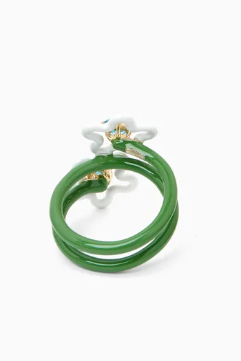 Double Flower Topaz Ring in 9kt Gold
