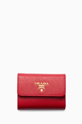 Small Logo Wallet in Saffiano Leather