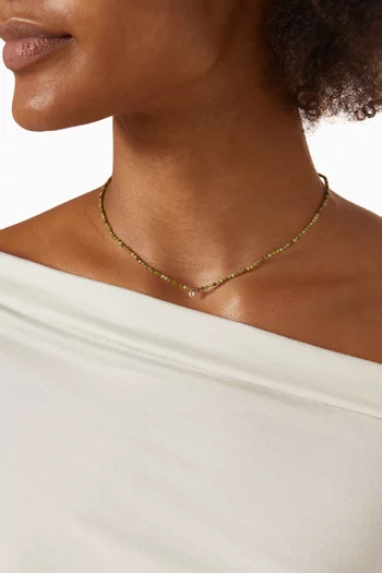 Semi-precious Beaded Necklace in Gold-tone Metal