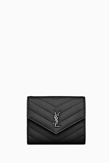 Cassandre Matelassé Compact Tri-fold Wallet in Leather