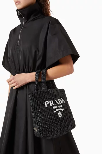 Small Logo Tote Bag in Raffia