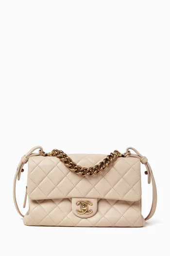 Small Trapezio Flap Bag in Quilted Sheepskin