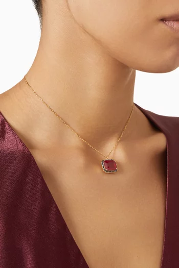 Emerald-cut Ruby Pendant Necklace in 18kt Yellow Gold