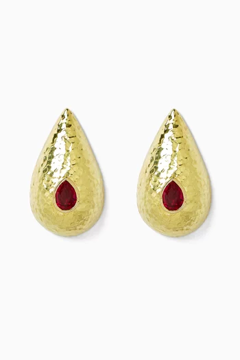 Hand-hammered Drop Earrings in 18kt Yellow Gold