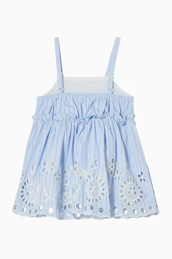 Piccolina Cutwork Stripe Dress in Cotton