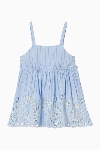 Piccolina Cutwork Stripe Dress in Cotton