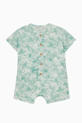 Casablanca Palm Romper in Cotton & Linen