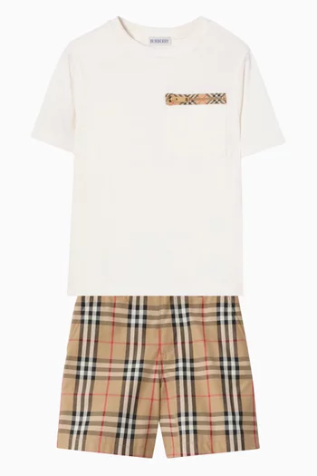 Check Shorts in Cotton Twill