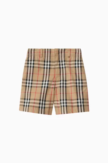 Check Shorts in Cotton Twill
