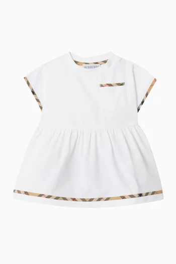 Check Trim Dress in Cotton