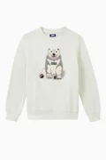 Buy Kith Neutral Polar Bear Crewneck Sweatshirt in Cotton-fleece