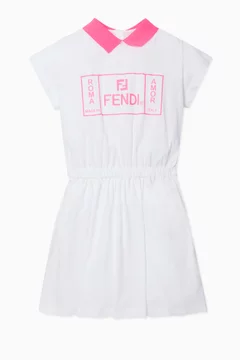 Buy Fendi White Roma Amor Logo Print Dress For Girls Online | Ounass Bahrain