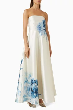 Buy Aston Studio Blue Audrey Printed Gown in Taffeta For Women Online |  Ounass Bahrain