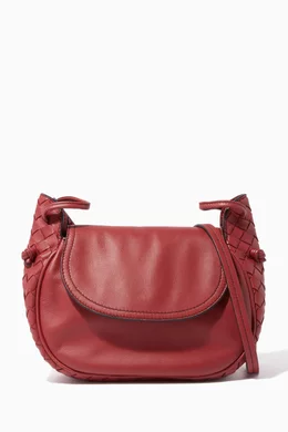 Bottega Veneta Burgundy Intrecciato Leather Nodini Crossbody Bag