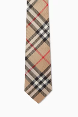 Buy Burberry Neutral Modern Cut Vintage Check Silk Tie for Men in