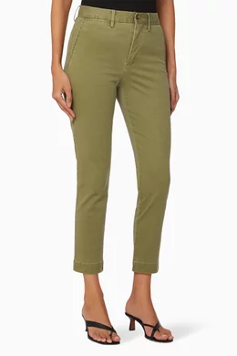 Buy Polo Ralph Lauren Green Stretch Cotton Slim Pants for Women in