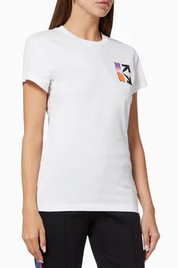 Buy Off White White Gradient Logo Cotton T Shirt for Women in