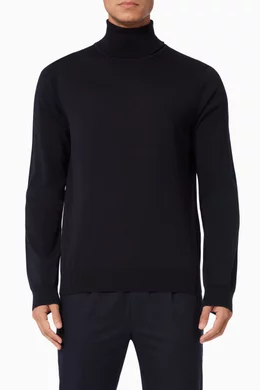 Buy Sandro Blue Turtleneck Sweater in Wool Knit for Men in Bahrain