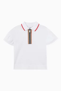 Icon stripe detail cotton piqué hot sale polo shirt