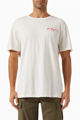 Buy Tommy Hilfiger White Signature Logo T-shirt in Organic Cotton