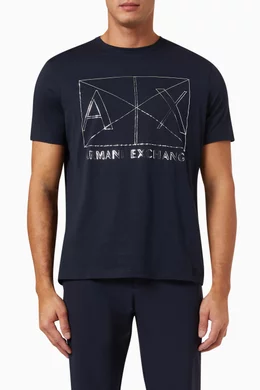 Shop Armani Exchange Blue Logo Print T-shirt in Cotton for MEN | Ounass  Bahrain