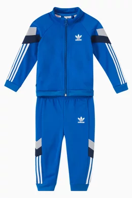 Buy adidas Blue Logo Striped Tracksuit Set in Recycled Fabric for