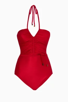 Elizabeth Corseted Swimsuit - Red – Dilara Findikoglu