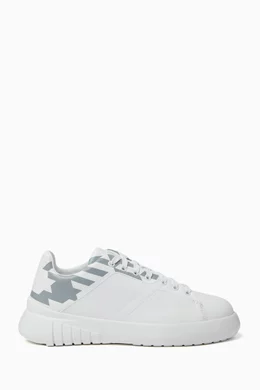 Shop Emporio Armani White Icon-E Sneakers in Leather for WOMEN | Ounass  Bahrain