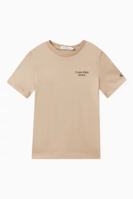 Buy Calvin Klein Neutral CKJ Stacked Logo T-shirt in Organic