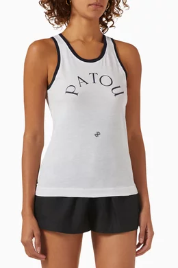 Buy Patou White Swimmer Tank Top in Organic Cotton for Women in Bahrain