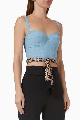 logo-print foulard bustier top, Elisabetta Franchi