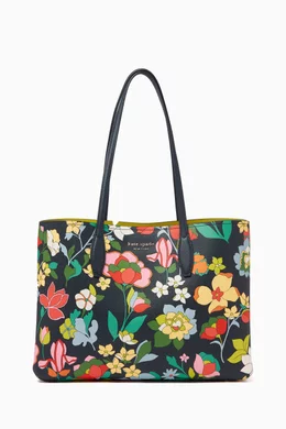Shop Kate Spade New York Blue Large All Day Floral Tote Bag in Leather for  WOMEN | Ounass Bahrain