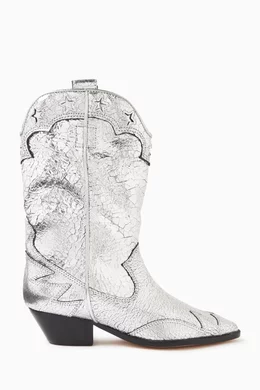Buy Schutz Silver Cicera 40 Boots in Metallic Leather for Women in