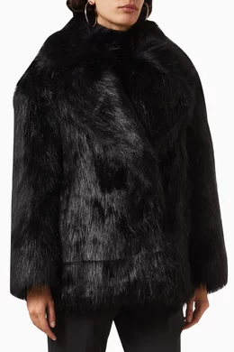 Fallon Short Faux Fur Coat - Black