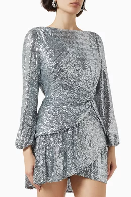 Buy Maje Silver Rillisa Sequin embellished Mini Dress for Women in