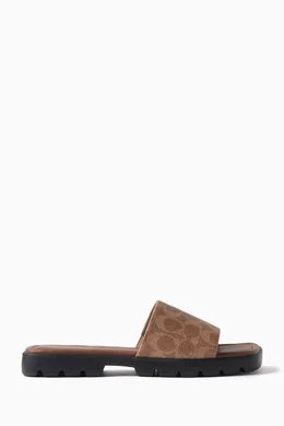 Buy Coach Grey Florence Sandals in Signature Canvas for Women in