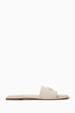 Buy Michael Kors Neutral Saylor Slide Sandals in Leather for Women